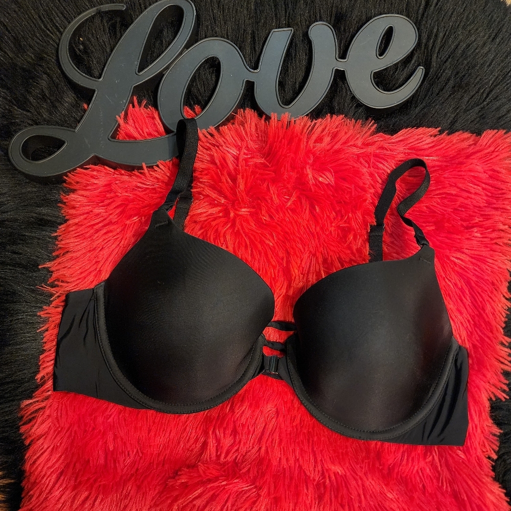 VS Black Demi Bra With Knotted Strappy Back & Front Closure Underwire Bra 36D